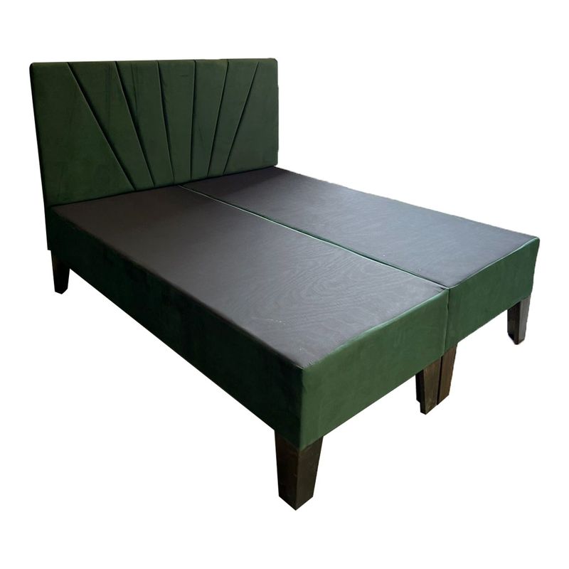 MUEBLES HVM - Base HVM Americana Dividida 2 Plazas Pmadera + Respaldo Verde Oscuro