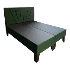 MUEBLES HVM - Base HVM Americana Dividida 2 Plazas Pmadera + Respaldo Verde Oscuro