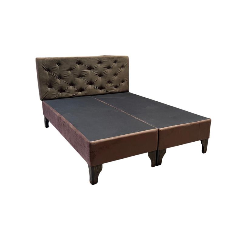 Base HVM Americana Dividida 2 Plazas Pmadera + Respaldo Cafe