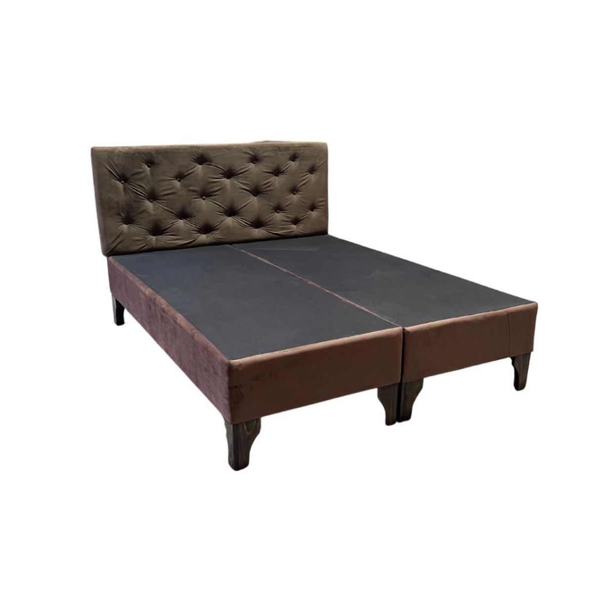 MUEBLES HVM - Base HVM Americana Dividida 2 Plazas Pmadera + Respaldo Cafe