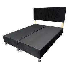 MUEBLES HVM - Base HVM Americana Dividida 2 Plazas Pmetal + Respaldo Negro