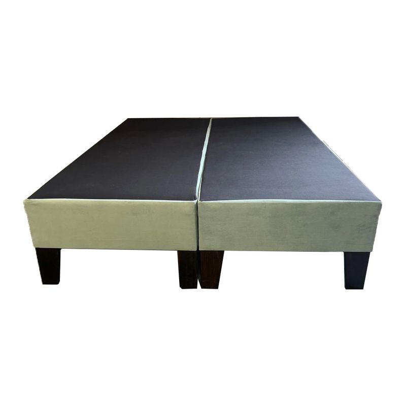 MUEBLES HVM - Base HVM 2 Plazas BD Felpa Verde Menta Pmadera