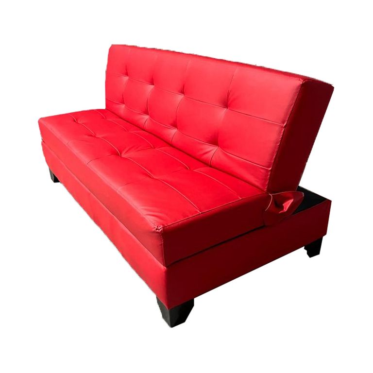 Futon Cama Baul Patagonia 15P Rojo Cuero PU Pmadera