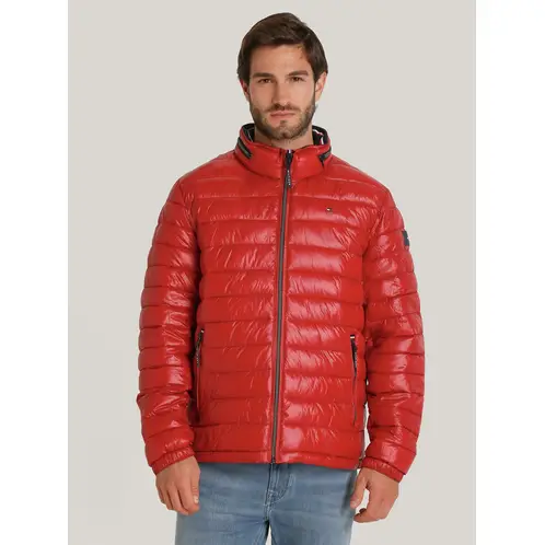 TOMMY HILFIGER - Parka Polished Con Logo Rojo