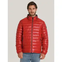 TOMMY HILFIGER - Parka Polished Con Logo Rojo