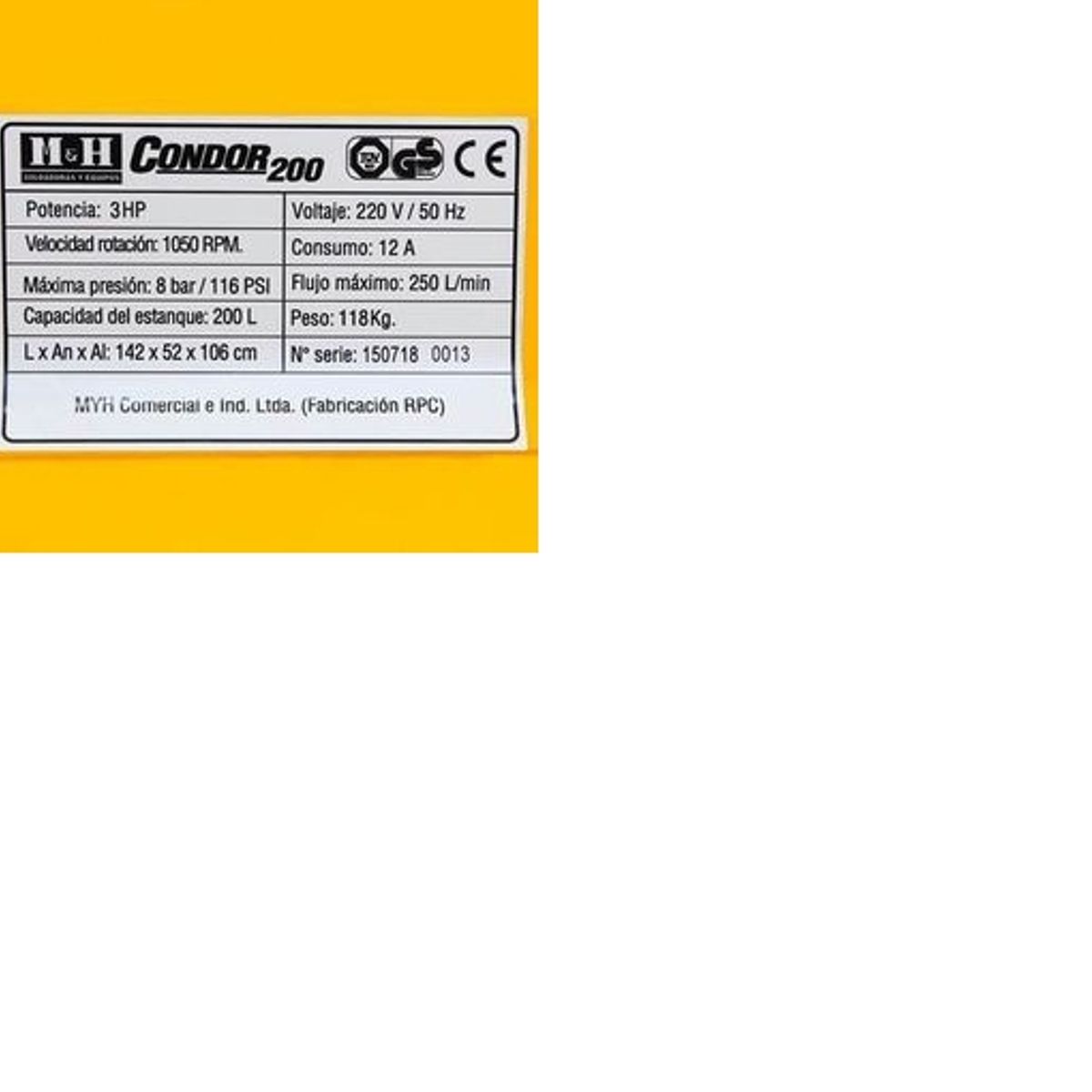 GENERICO - COMPRESOR CONDOR 200 LITROS M&H