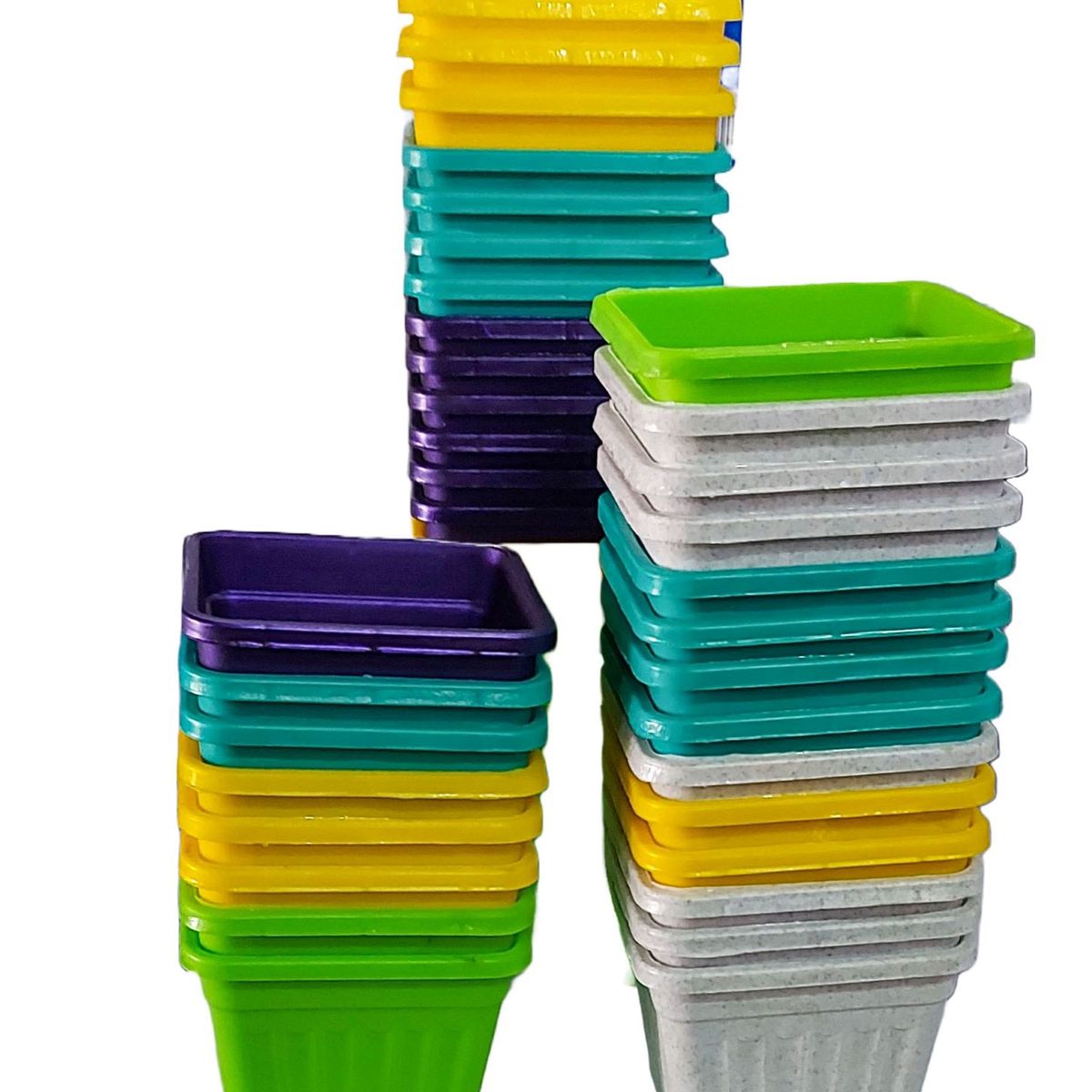 GENERICO - pack 50 unidades macetero cuadrado 10 colores diseño