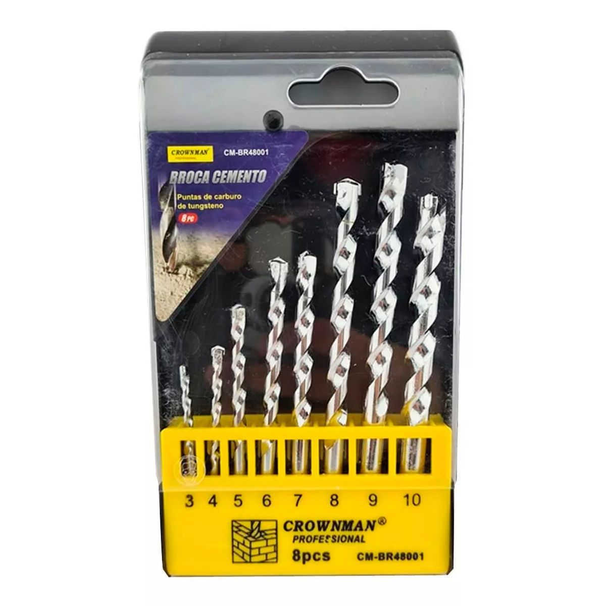 GENERICO - Kit Set Juego Brocas Para Cemento Concreto 8 Piezas Crownman