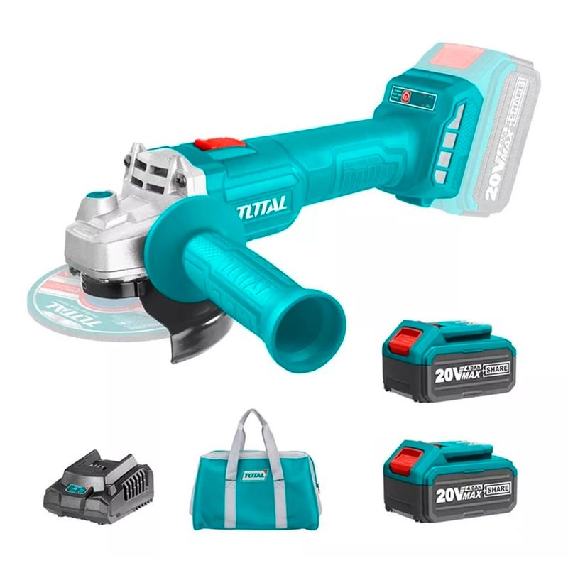 TOTAL TOOLS - Galletera Esmeril Angular 115mm 20v 2bat Cargador Total