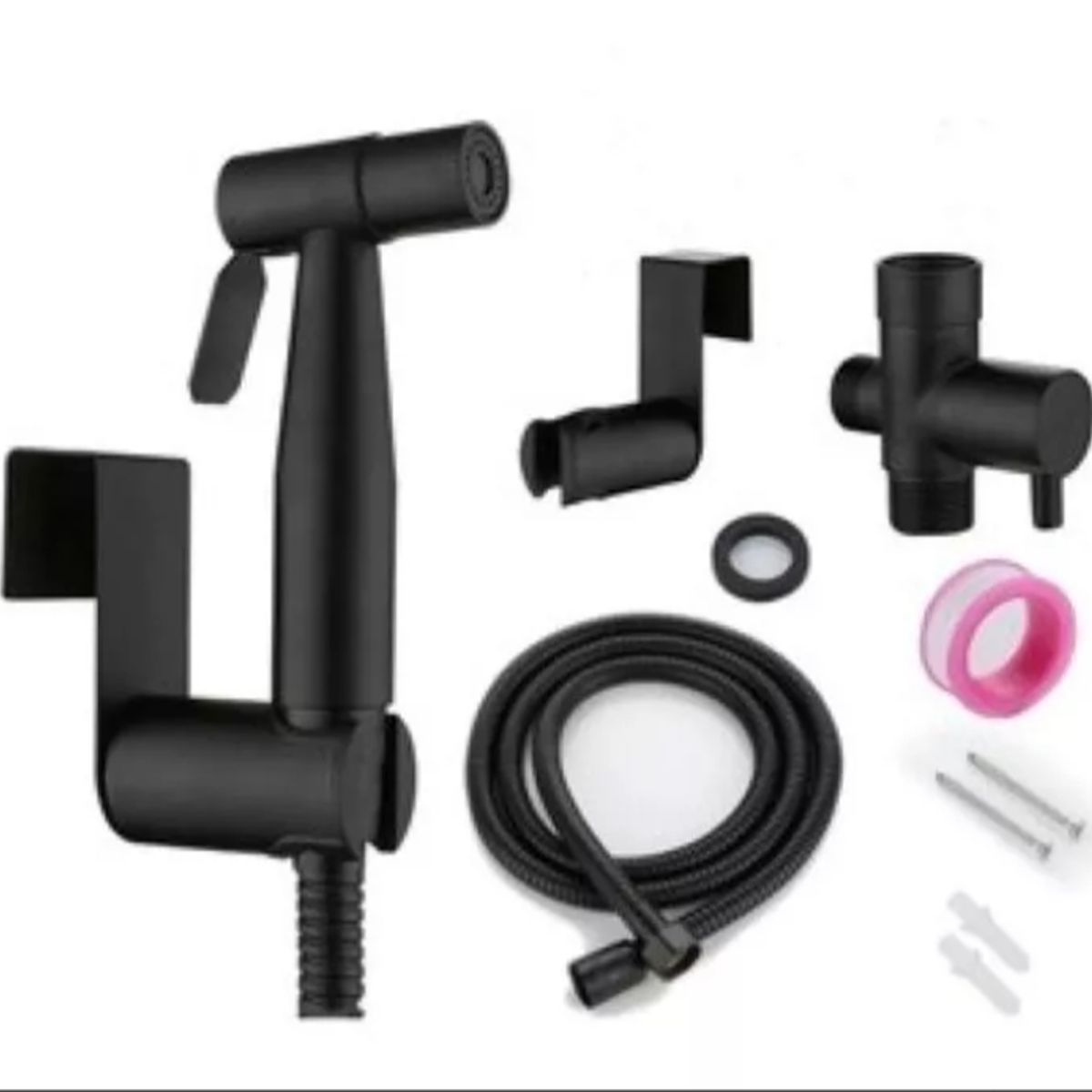 GENERICO - KIT COMPLETO DUCHA ARABE O BIDET EN ACERO NEGRO MATE