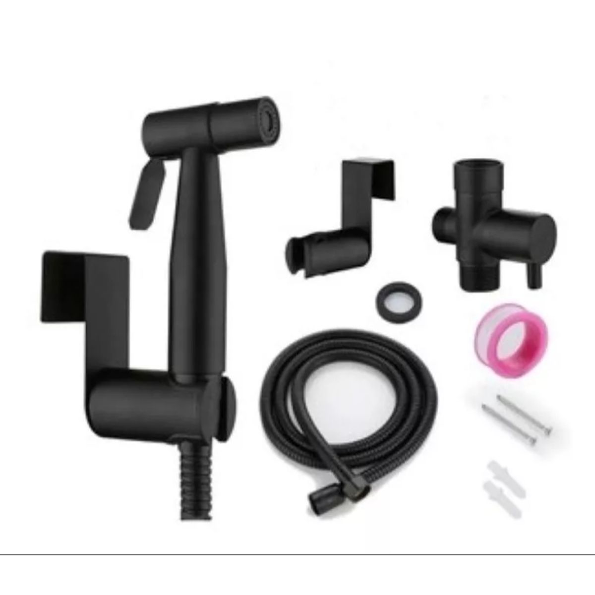 GENERICO - KIT COMPLETO DUCHA ARABE O BIDET EN ACERO NEGRO MATE