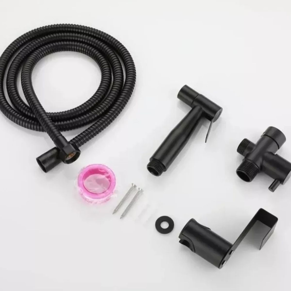 GENERICO - KIT COMPLETO DUCHA ARABE O BIDET EN ACERO NEGRO MATE