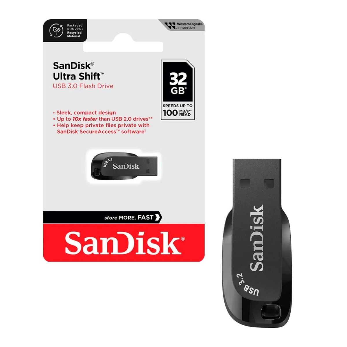 SANDISK - Pendrive SanDisk USB 32GB Ultra Shift 100MB/s Mac Windows
