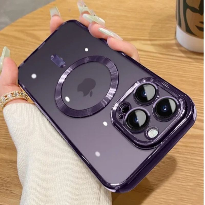 GENERICO - Funda Transparente de lujo con magfase Para Iphone 14 Pro Max Morado