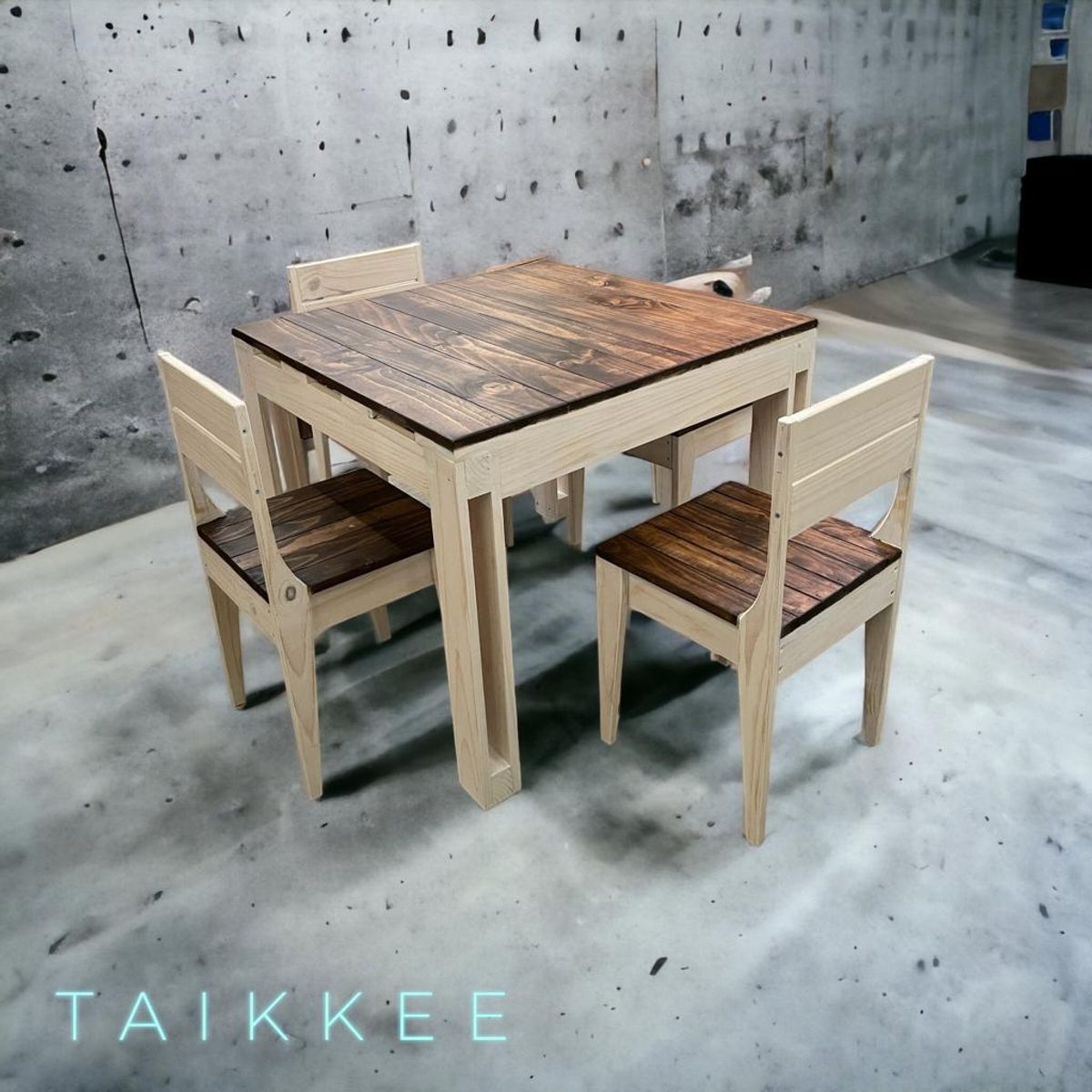 TAIKKEE - CONJUNTO COMEDOR 4 SILLAS 80X80