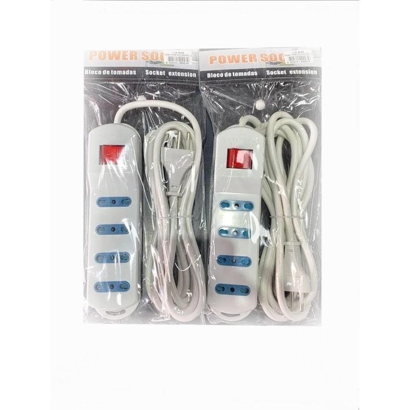 GENERICO - pack 2 alargador zapatilla switch corta corriente4 tomas 3 metros c/u