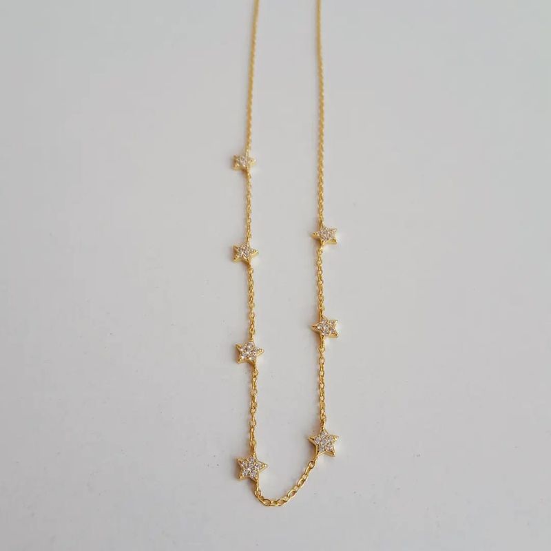 JOYAS VALDES GARCIA - Collar chocker de estrellas con circones baño oro