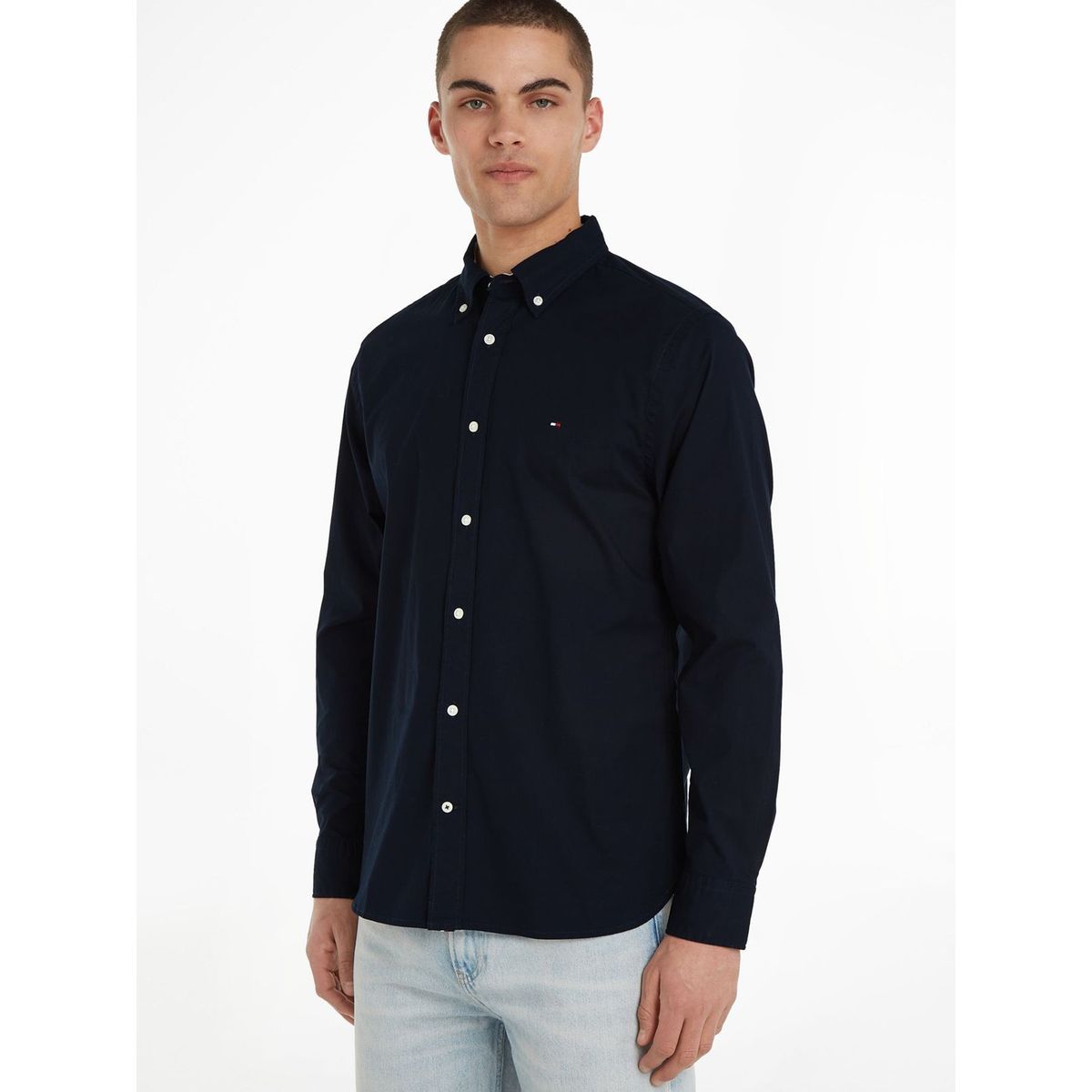 TOMMY HILFIGER - Camisa Classic Flex Con Logo Azul Tommy Hilfiger