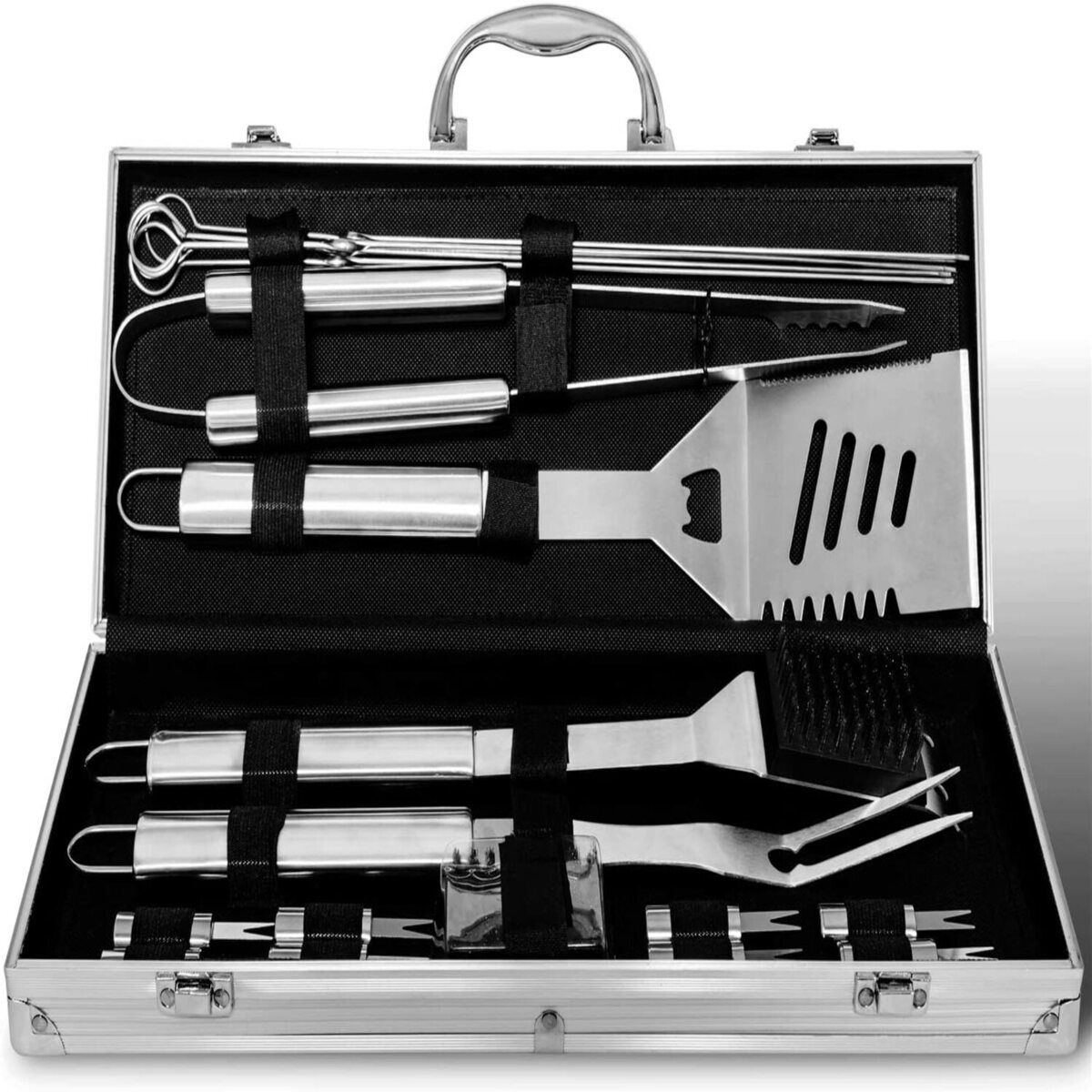 NOVYSTOR - Set Parrillero Asado Barbacoa 18 Pcs En Maleta Kit Parrilla