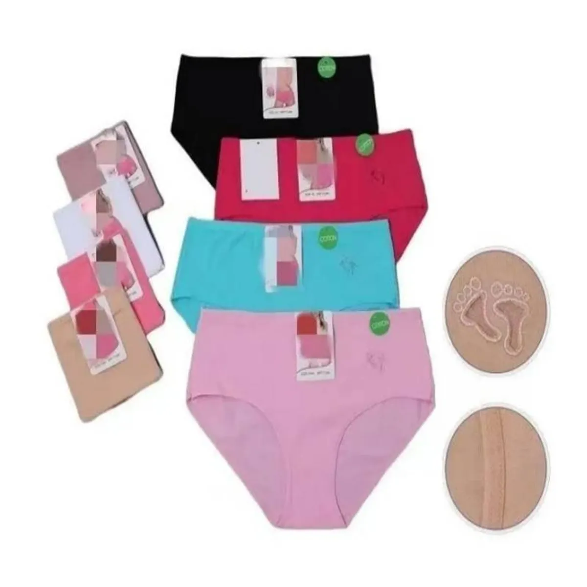 EVERSO - Pack 12 Calzones Algodón Mujer Tiro Alto Señora Tallas Grandes..