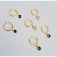 Aros argolla con circón colgando baño oro