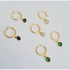 JOYAS VALDES GARCIA - Aros argolla con circón colgando baño oro