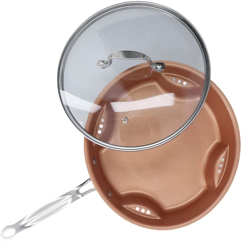 NOVYSTOR - Sarten Freidora Color Cobre Vaporera Antiadherente