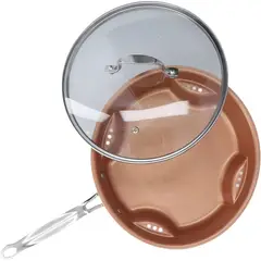 NOVYSTOR - Sarten Freidora Color Cobre Vaporera Antiadherente
