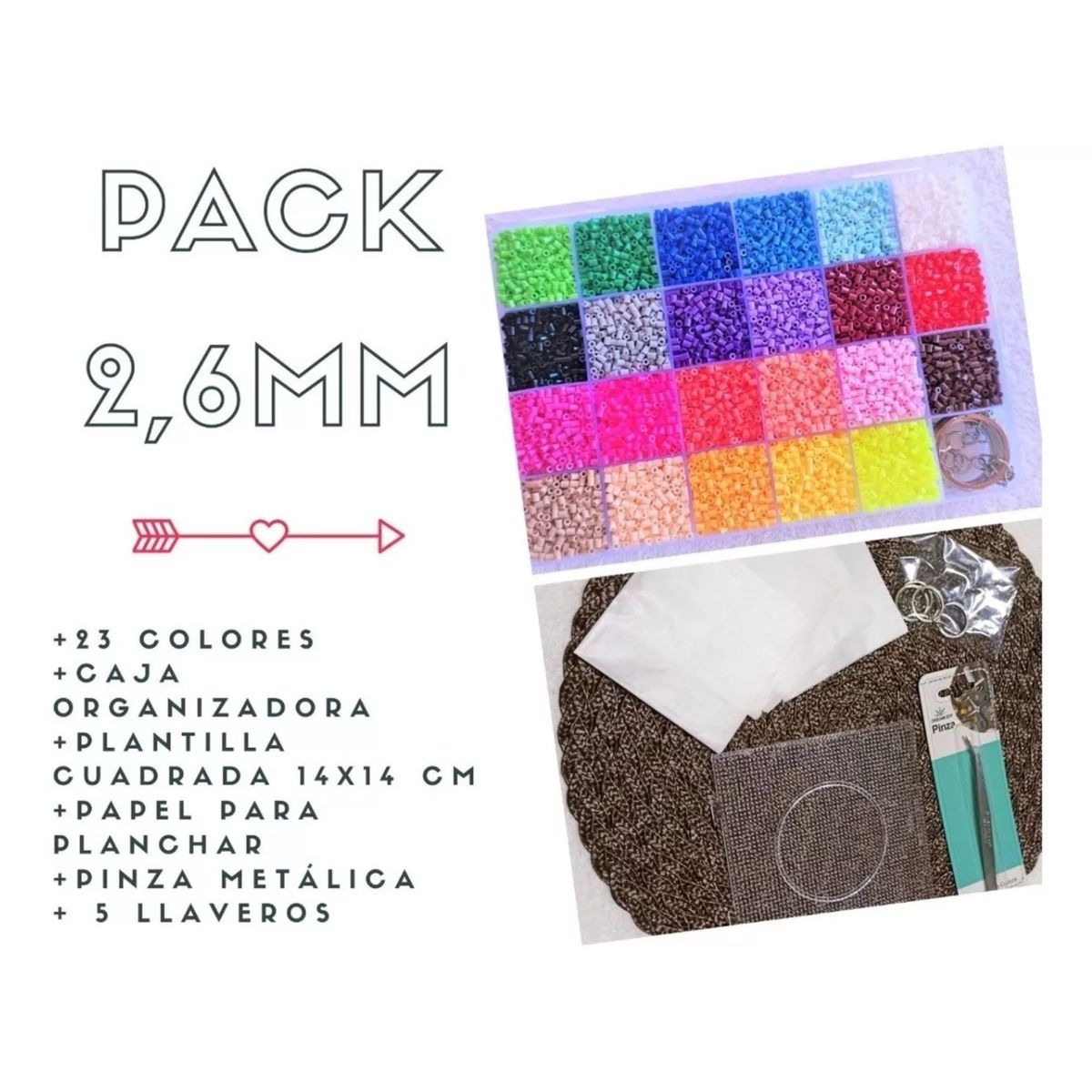 GENERICO - Pack Inicial 2,6mm 23 Colores Hama/perler/artkal Beads…