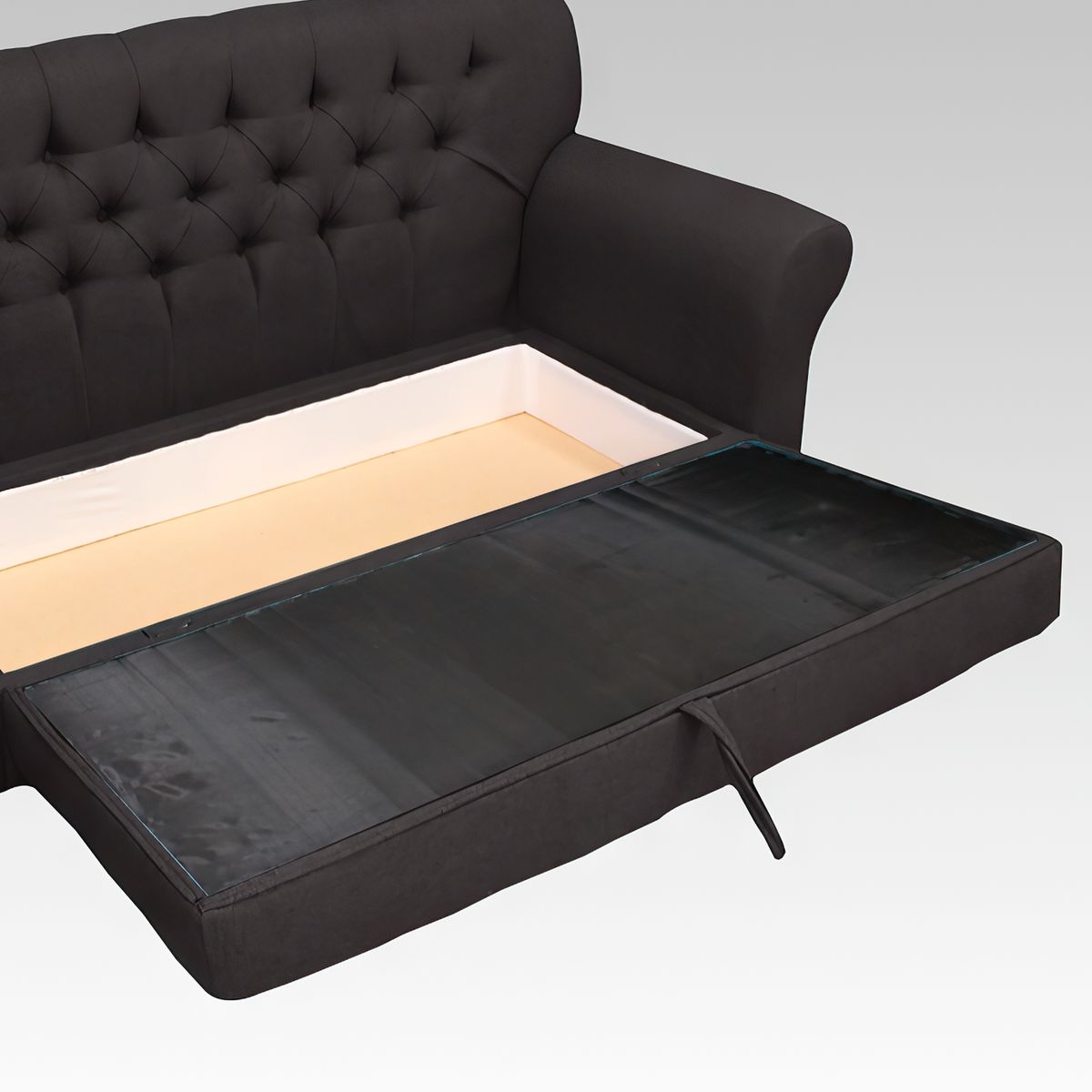 GENERICO - Sofá Baúl 2 Cuerpos Estilo Capitoné Hamburgo - Gris oscuro