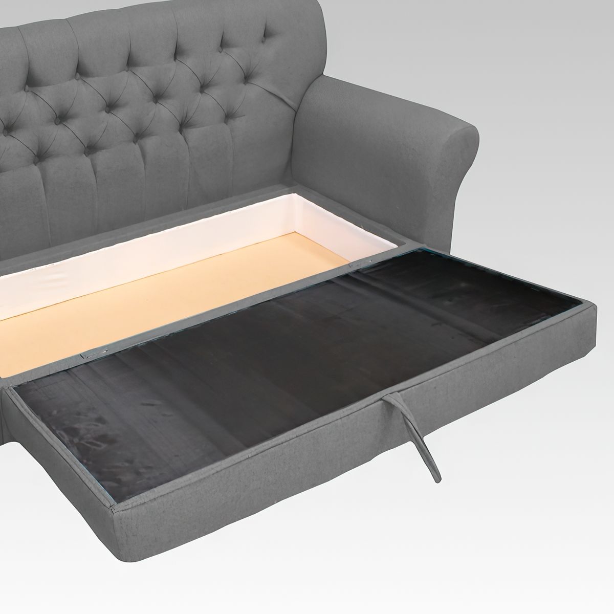 GENERICO - Sofá Baúl 2 Cuerpos Estilo Capitoné Hamburgo - Gris