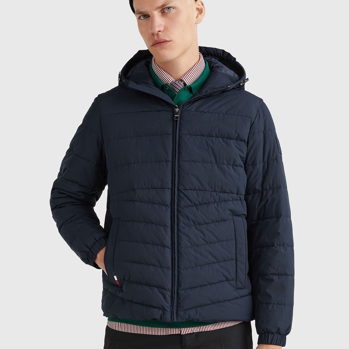 TOMMY HILFIGER - Parka Hoodie Branded Logo Azul Tommy Hilfiger