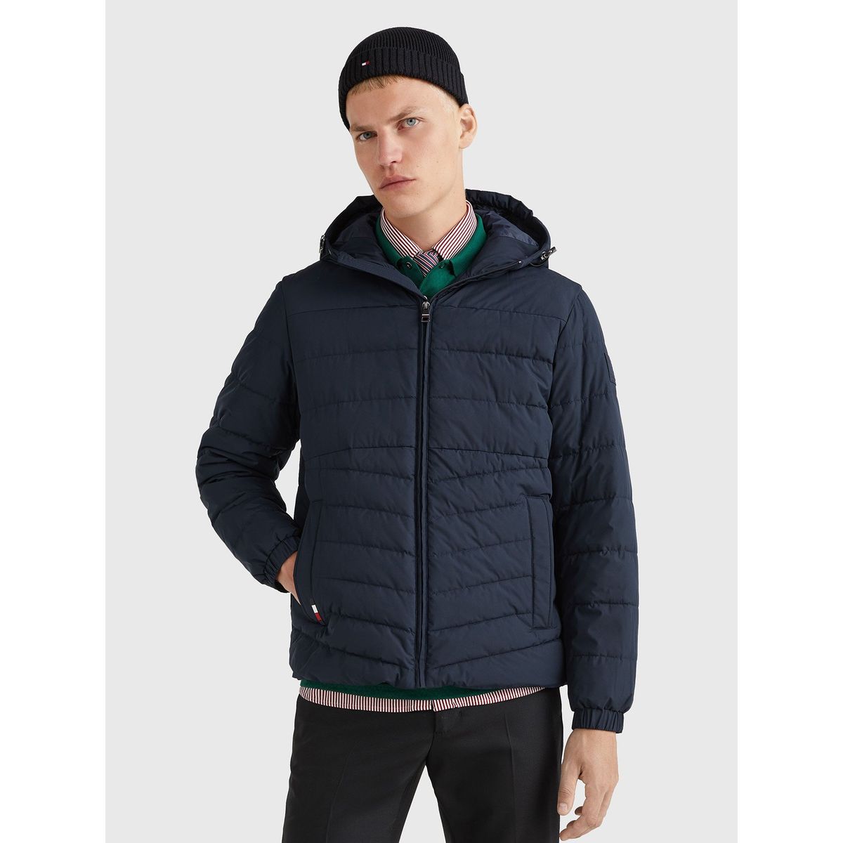 TOMMY HILFIGER - Parka Hoodie Branded Logo Azul Tommy Hilfiger