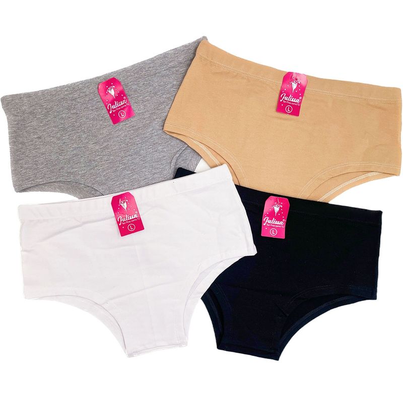 EVERSO - Pack 6 Calzones Bikini Tiro Alto Algodón Nuevo Peruano 4 colores.