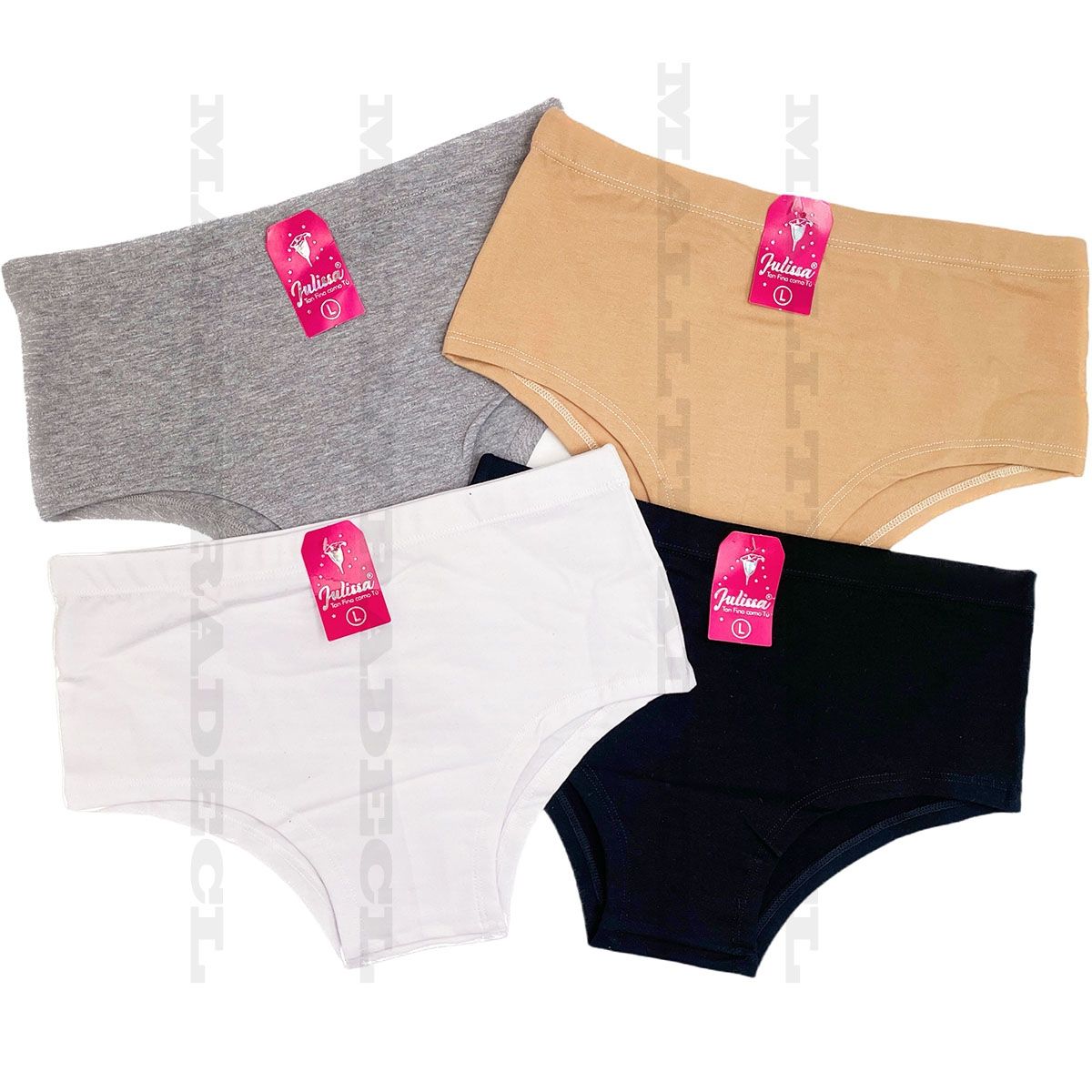EVERSO - Pack 6 Calzones Bikini Tiro Alto Algodón Nuevo Peruano 4 colores.