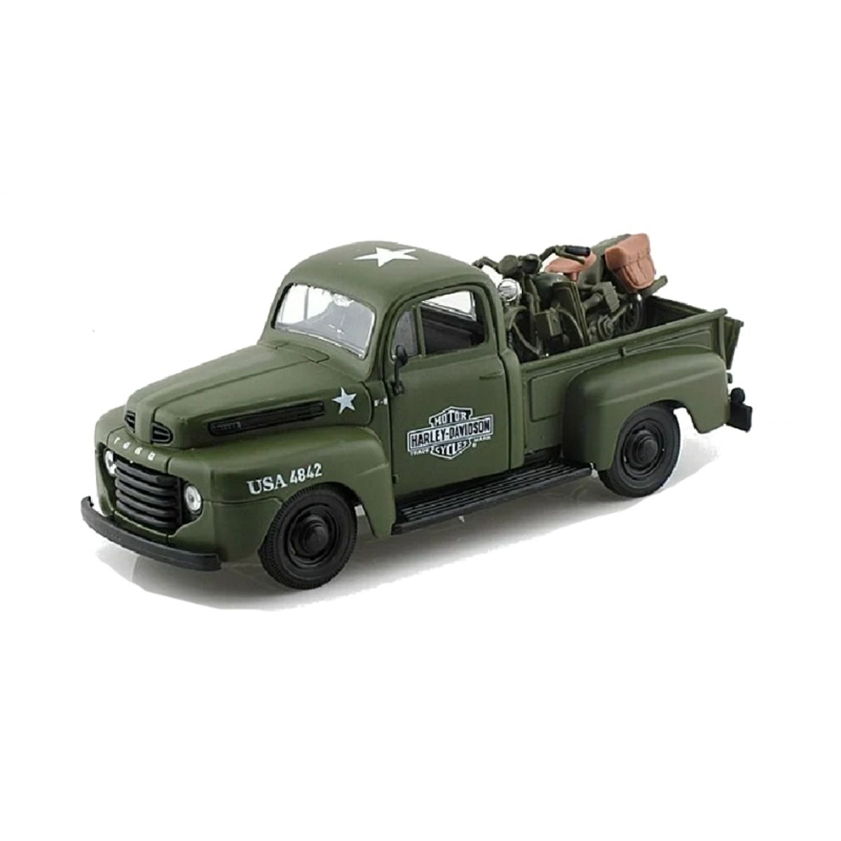 MAISTO - MAISTO 32185 1:24 H D 1942 WLA FLATHEAD + 1:24 1948 FORD F 1