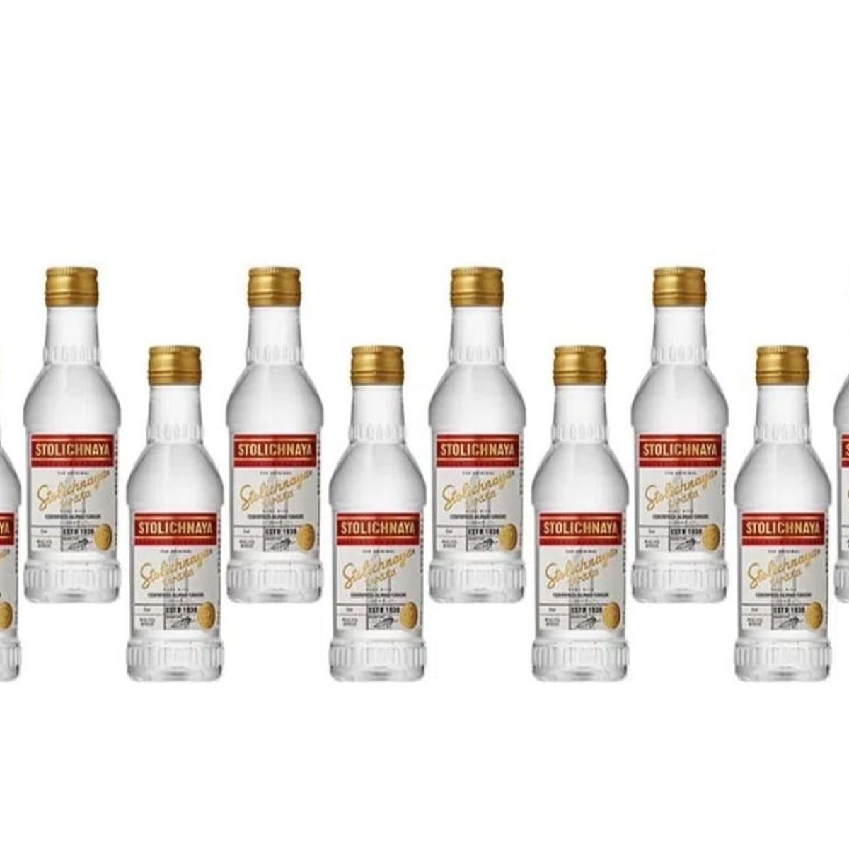 STOLICHNAYA - Pack 10 Miniaturas Vodka Ruso Premium Stolichnaya 50 ml