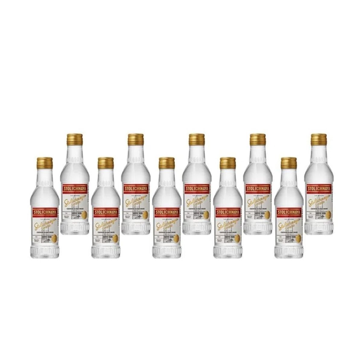 STOLICHNAYA - Pack 10 Miniaturas Vodka Ruso Premium Stolichnaya 50 ml