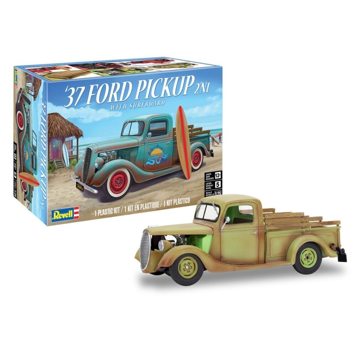 REVELL - REVELL 14516 85-4516 FORD PICKUP 37 WITH SURFBOARD 2N1 1-25