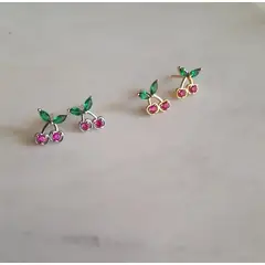 JOYAS VALDES GARCIA - Aros cerezas con circones de colores plata
