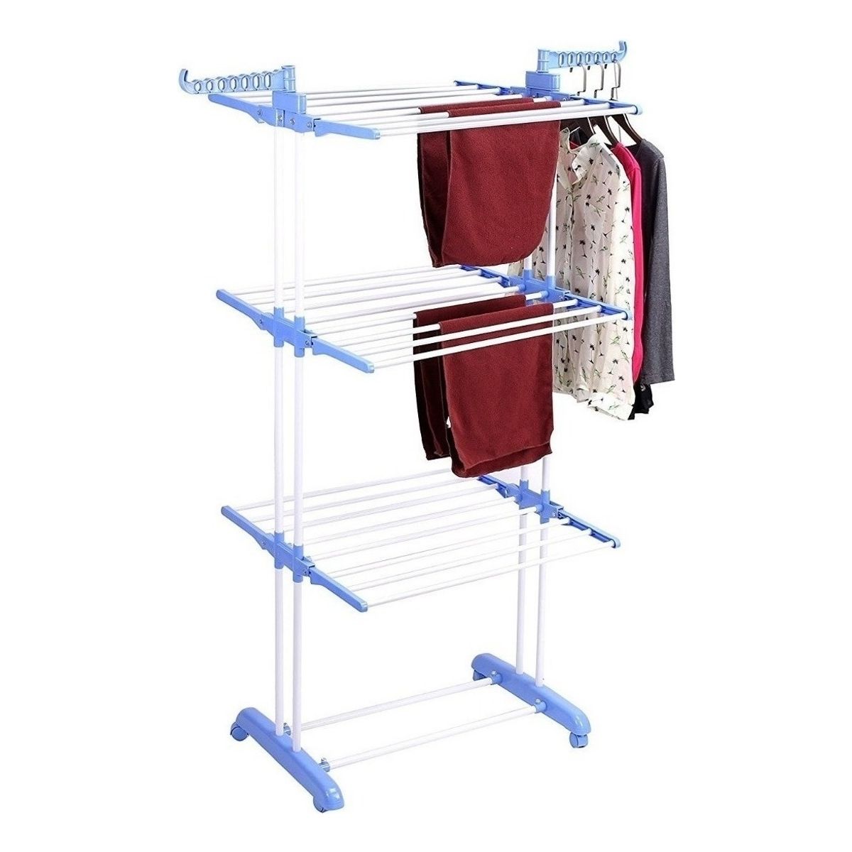 ANYHOGAR - Tendedero Organizador Colgador Ropa Plegable 3 Niveles