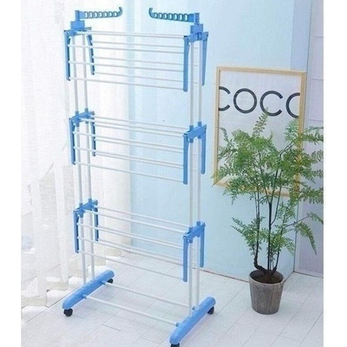 ANYHOGAR - Tendedero Organizador Colgador Ropa Plegable 3 Niveles