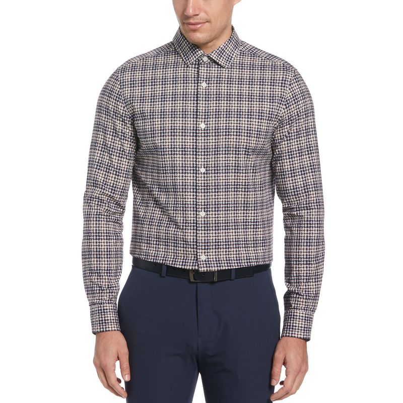 PERRY ELLIS - Camisa Casual Estampada Azul Piedra
