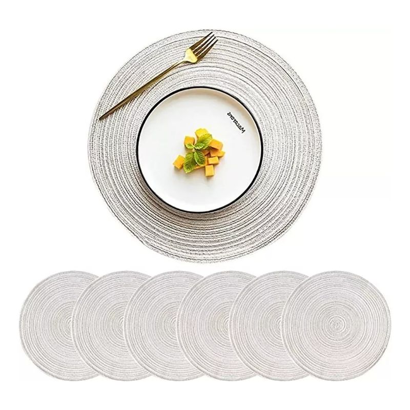 U BUY - Set De 6 Individuales Redondos Trenzados 38cm