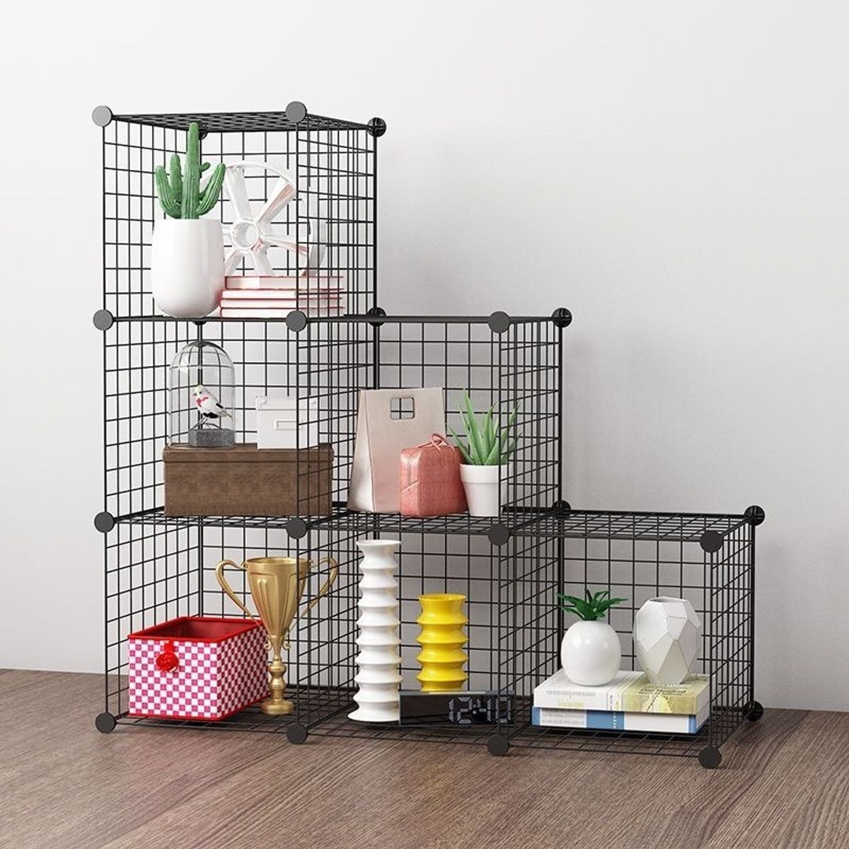 U BUY - Armario Organizador Metálico Negro 6 Cubos