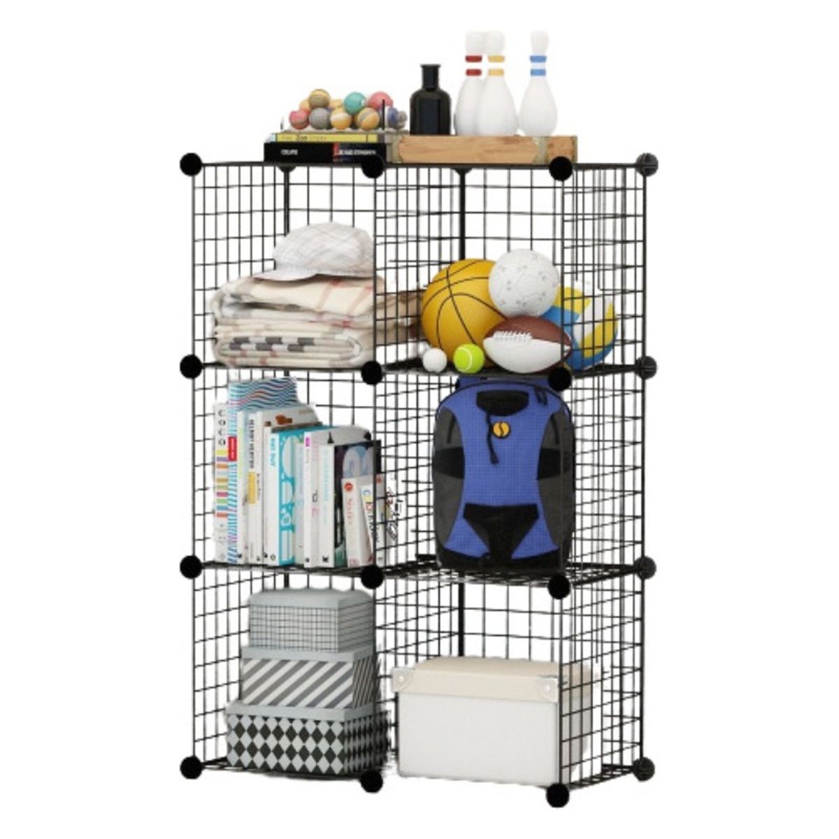 U BUY - Armario Organizador Metálico Negro 6 Cubos