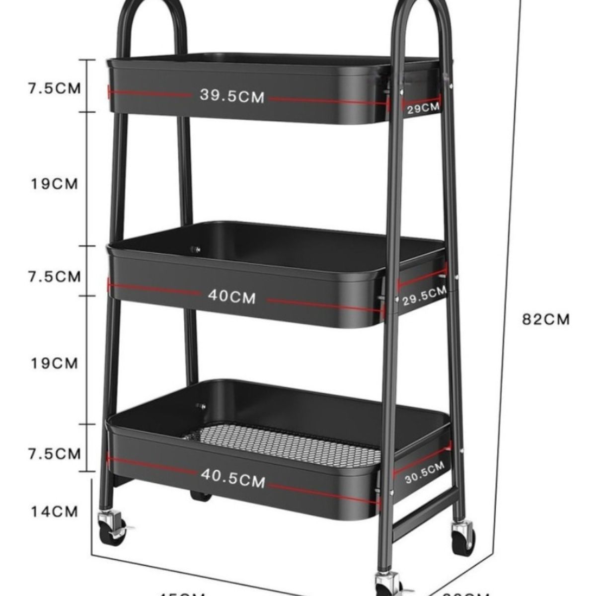 U BUY - Carrito Organizador De Almacenamiento Con 3 Niveles