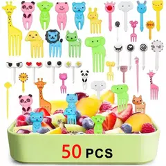 KUANGYE - 50 Tenedores Palillos Animales Lunch Niños Fruta Decoración
