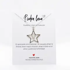 GENERICO - Collar de Plata 925 Estrella con piedra natural Piedra Luna