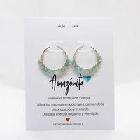Aros / Argollas de plata 925 con piedra natural Amazonita.